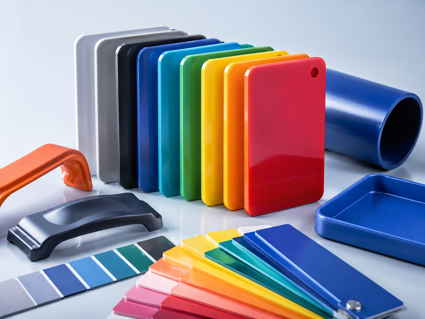 Masterbatch color samples and plastic pellets